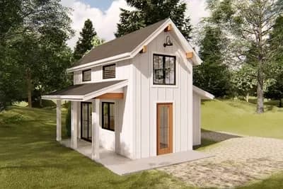 Teeny Tiny House Plan with Bedroom Loft