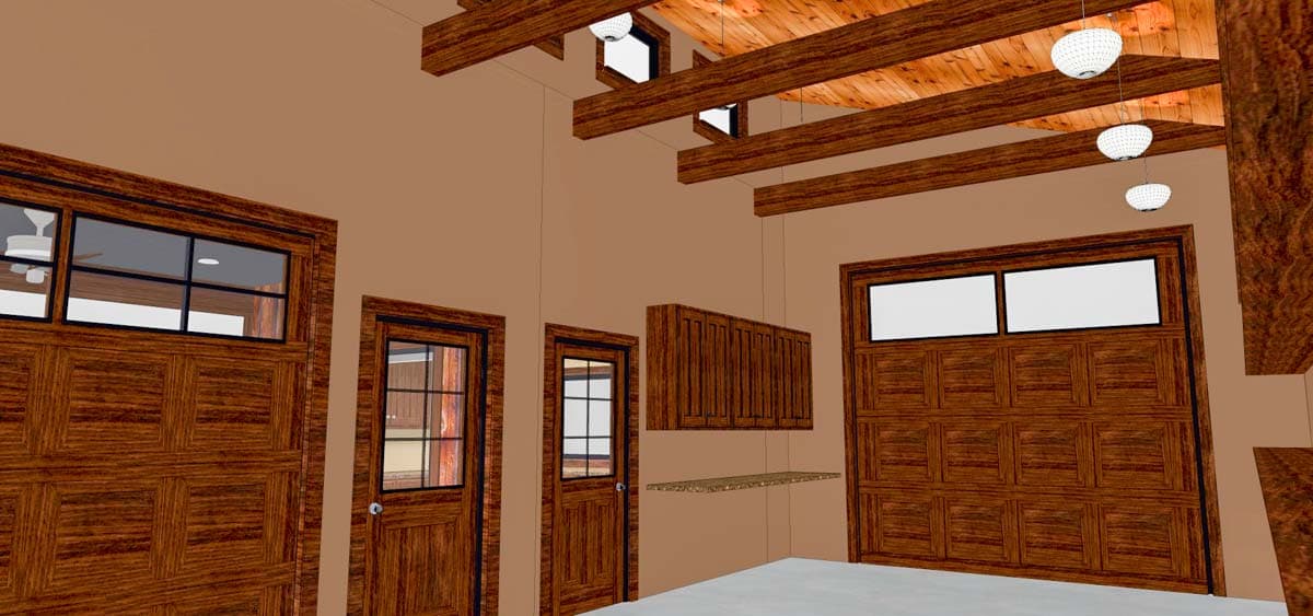 Plan 62574DJ: Modern 2-Car Garage with Shop and Covered Patio - Image #5 - Contemporary, Mountain, Rustic