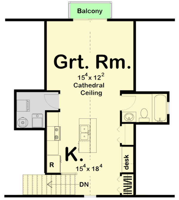 Plan 62576DJ: Craftsman Garage with Living Above - Floor Plan - 2nd Floor - Carriage