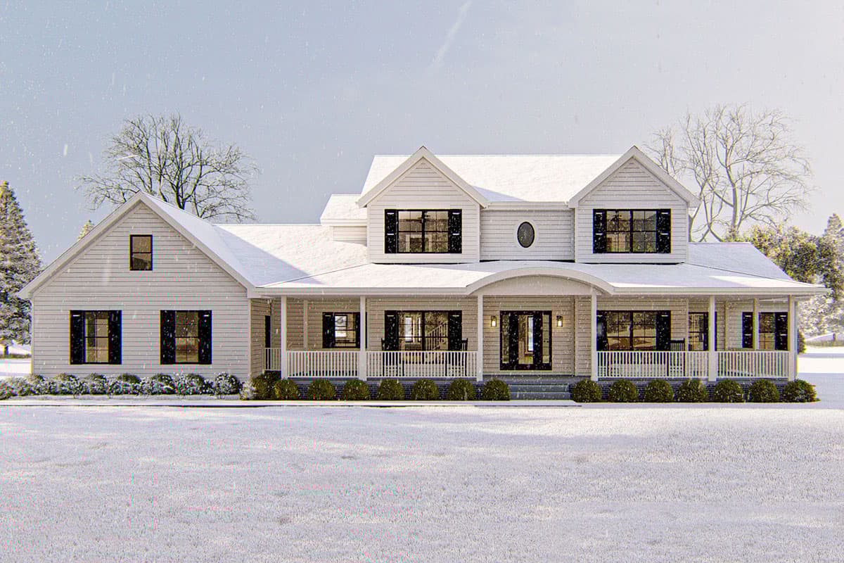 Plan 62580DJ: 4-Bed Farmhouse Plan with 2-Story Family Room - Image #4 - Country, Farmhouse