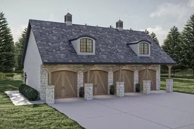 4 Car Garage with Craftsman Exterior