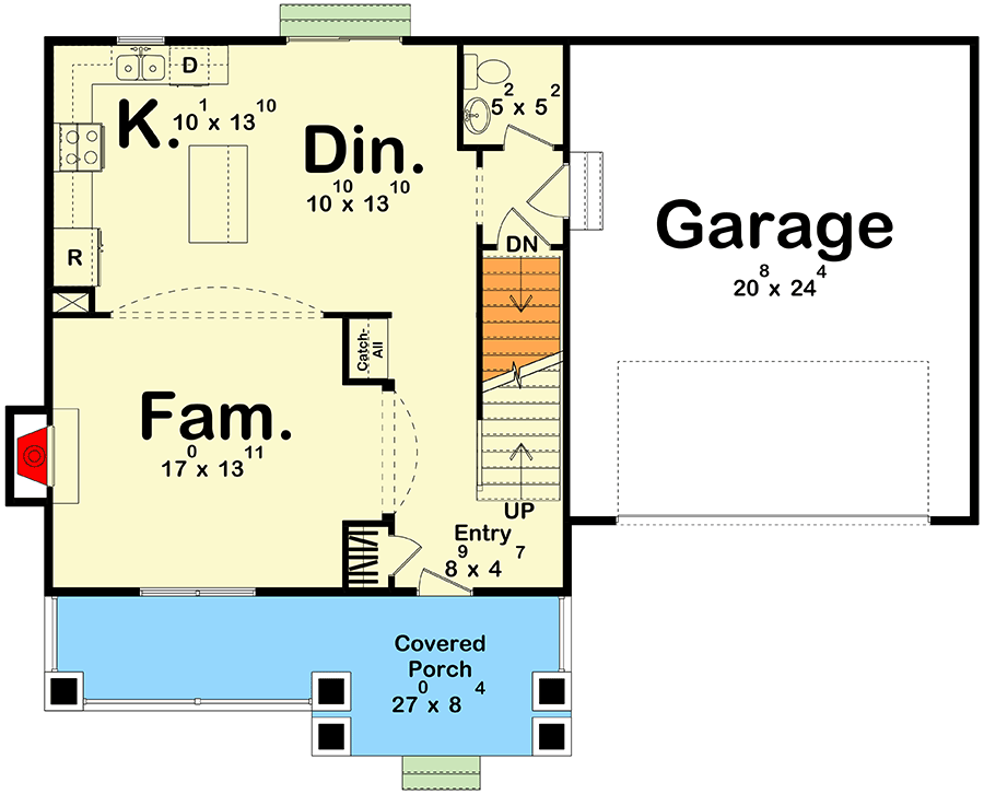 Plan 62585DJ: 3-Bed House Plan with Great Vaulted Master Suite - 1658 Sq Ft - Floor Plan - Main Level - Bungalow, Cottage, Craftsman, Traditional