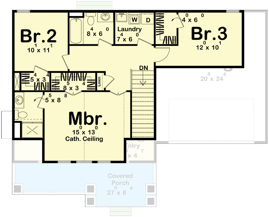 Plan 62585DJ: 3-Bed House Plan with Great Vaulted Master Suite - 1658 Sq Ft - Floor Plan - 2nd Floor - Bungalow, Cottage, Craftsman, Traditional
