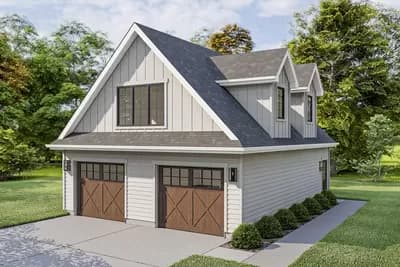 2 Car Garage Plan with Shop and Loft
