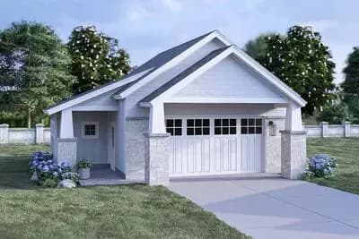 2 Car Garage with Porch and Shop