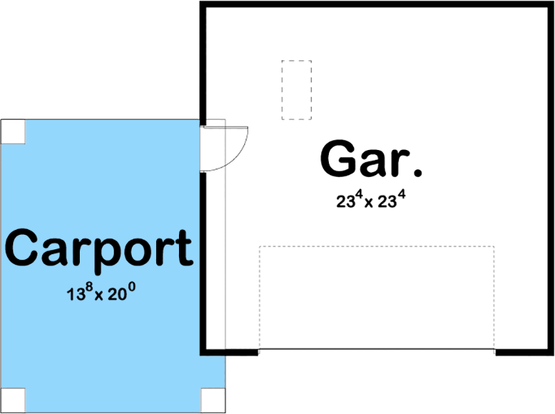 Plan 62589DJ: Craftsman Garage with Covered Carport - Floor Plan - Main Level
