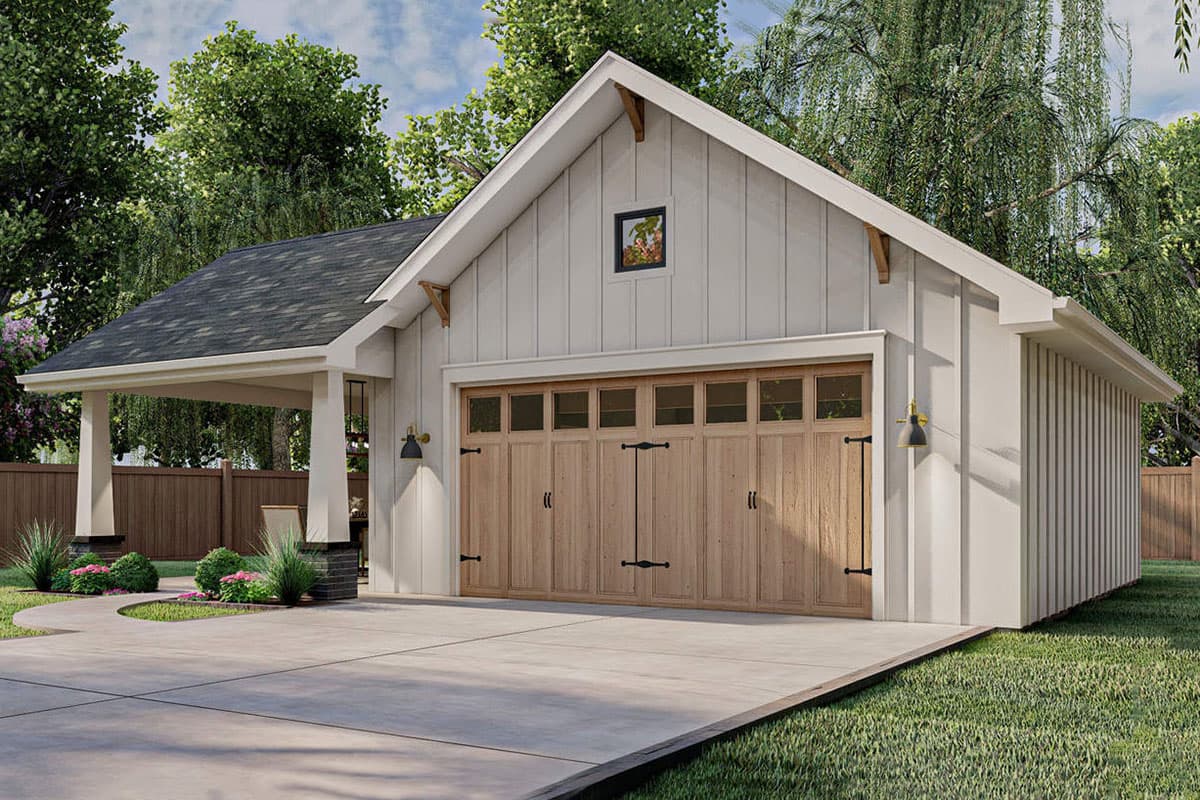 Plan 62589DJ: Craftsman Garage with Covered Carport - Image #4