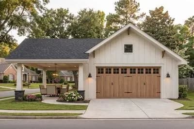 Craftsman Garage with Covered Carport