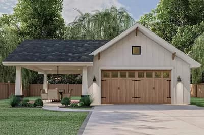 Craftsman Garage with Covered Carport