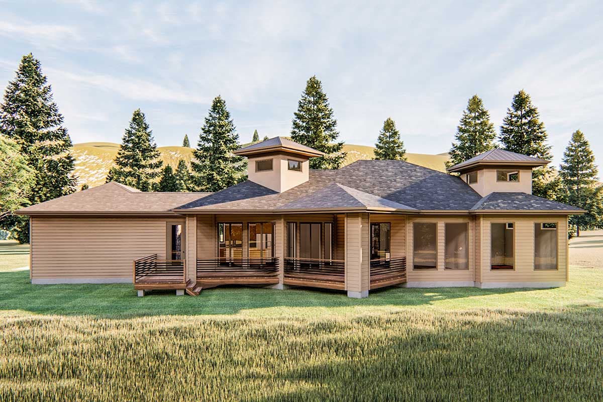 Plan 62599DJ: Sprawling One Bed House Plan with Interesting Angles - Image #6 - Craftsman, Northwest