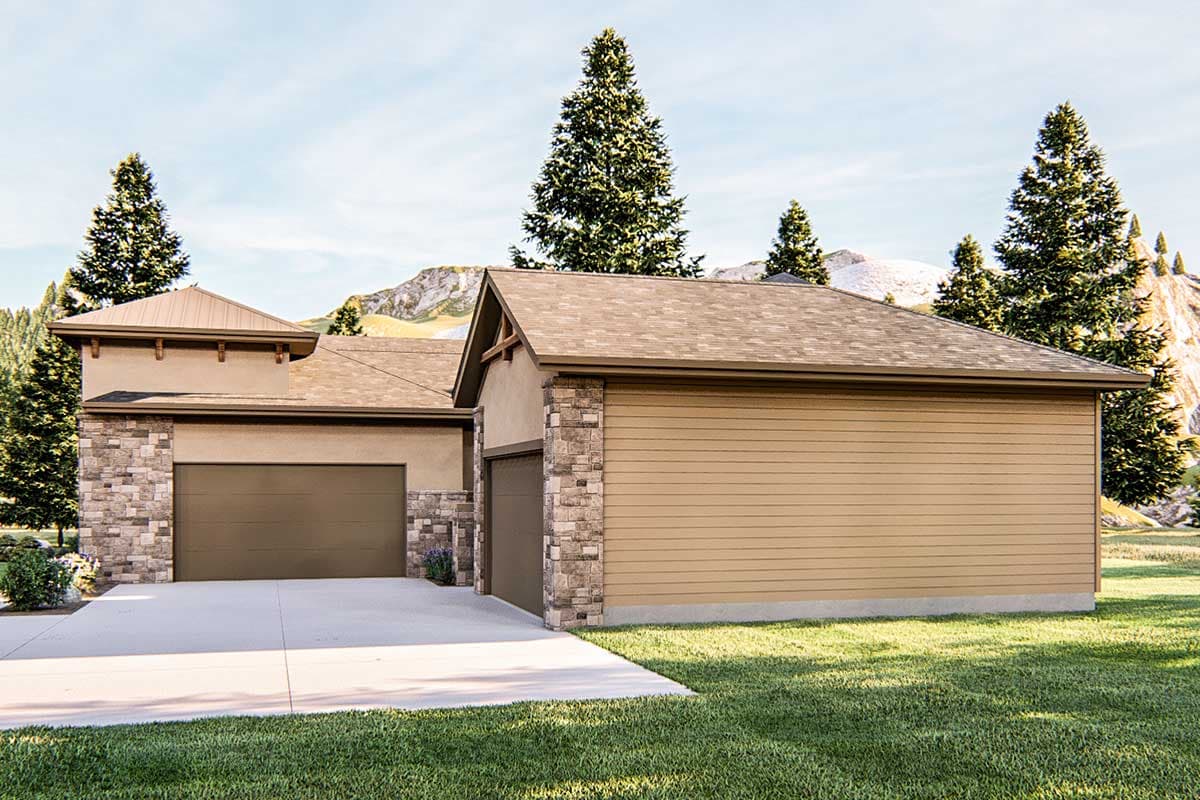 Plan 62599DJ: Sprawling One Bed House Plan with Interesting Angles - Image #7 - Craftsman, Northwest