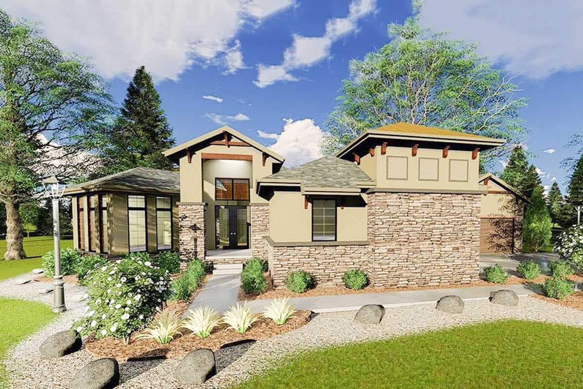 Plan 62599DJ: Sprawling One Bed House Plan with Interesting Angles - Image #8 - Craftsman, Northwest