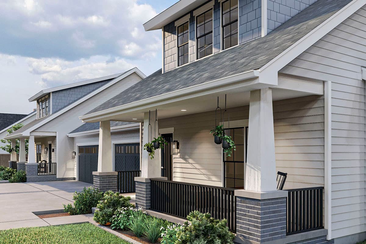 Plan 62609DJ: Duplex House Plan with Shed Dormer - Image #6
