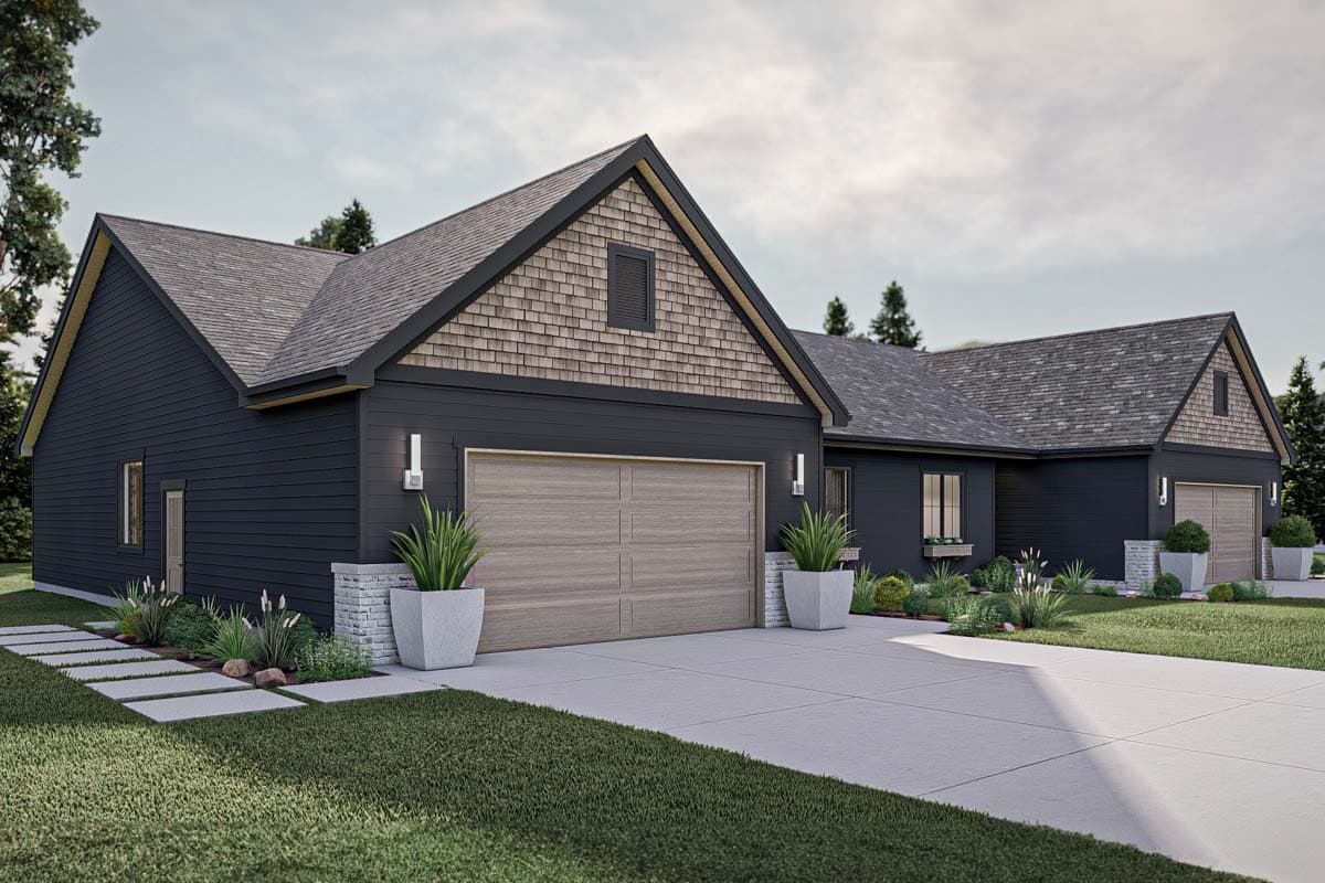 Plan 62610DJ: Modest Ranch Duplex House Plan - Image #13 - Traditional