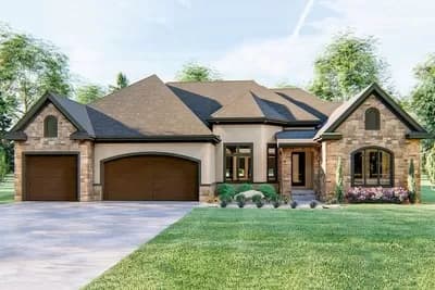 European House Plan with Atrium