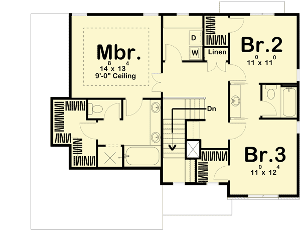 Plan 62617DJ: Traditional House Plan with Open Layout - Floor Plan - 2nd Floor - Traditional