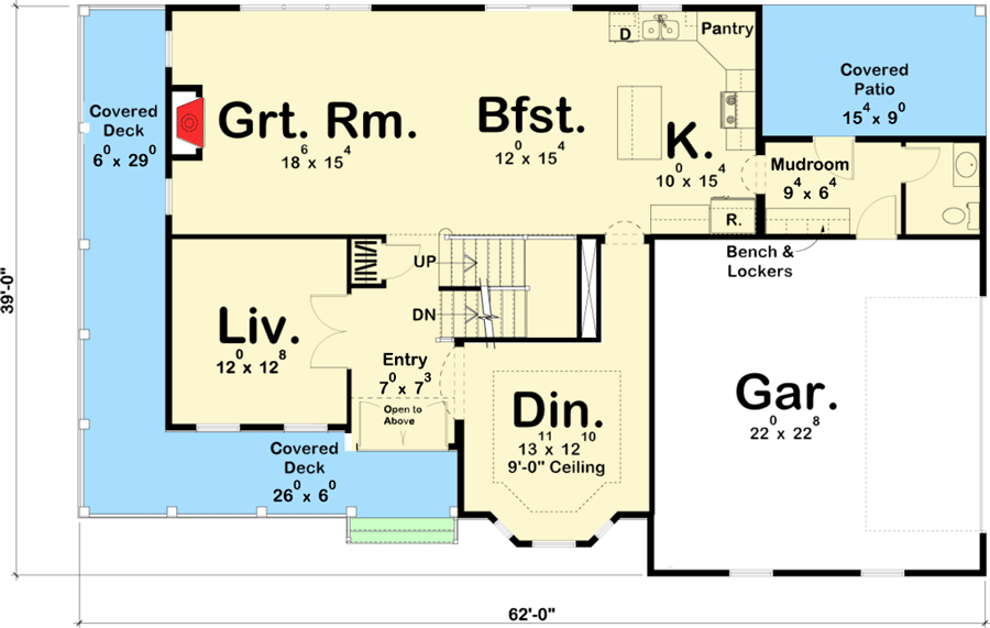 Plan 62619DJ: Victorian Farmhouse Plan with Grand Wraparound Porch - Floor Plan - Main Level - Country, Farmhouse, Traditional, Victorian