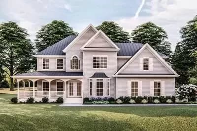 Victorian Farmhouse Plan with Grand Wraparound Porch