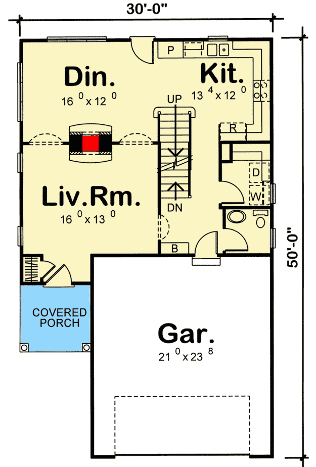 Plan 62623DJ: Narrow Lot Traditional House Plan - Floor Plan - Main Level - Cape Cod, Traditional