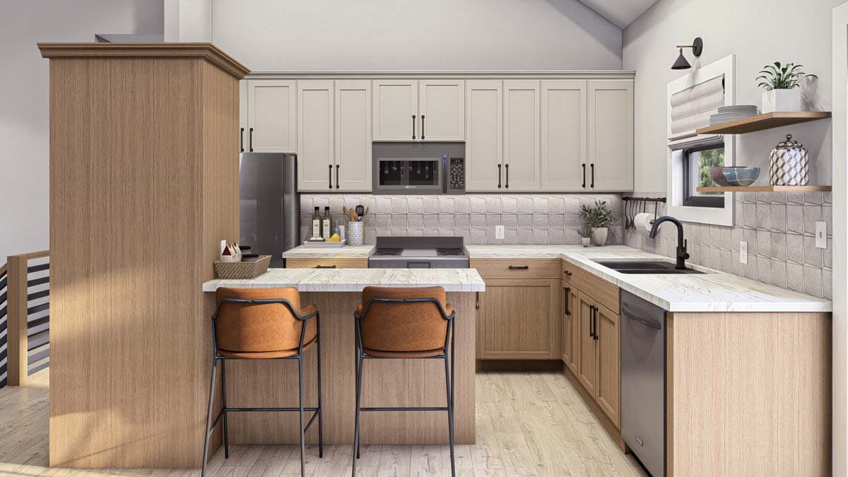 Plan 62624DJ: Split-Level House Plan with Open Layout - 1354 Sq Ft - Image #5 - Modern, New American, Ranch, Traditional