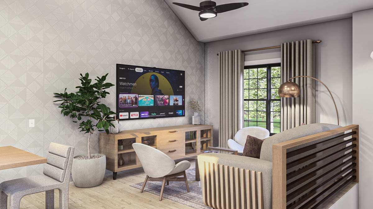 Plan 62624DJ: Split-Level House Plan with Open Layout - 1354 Sq Ft - Image #6 - Modern, New American, Ranch, Traditional