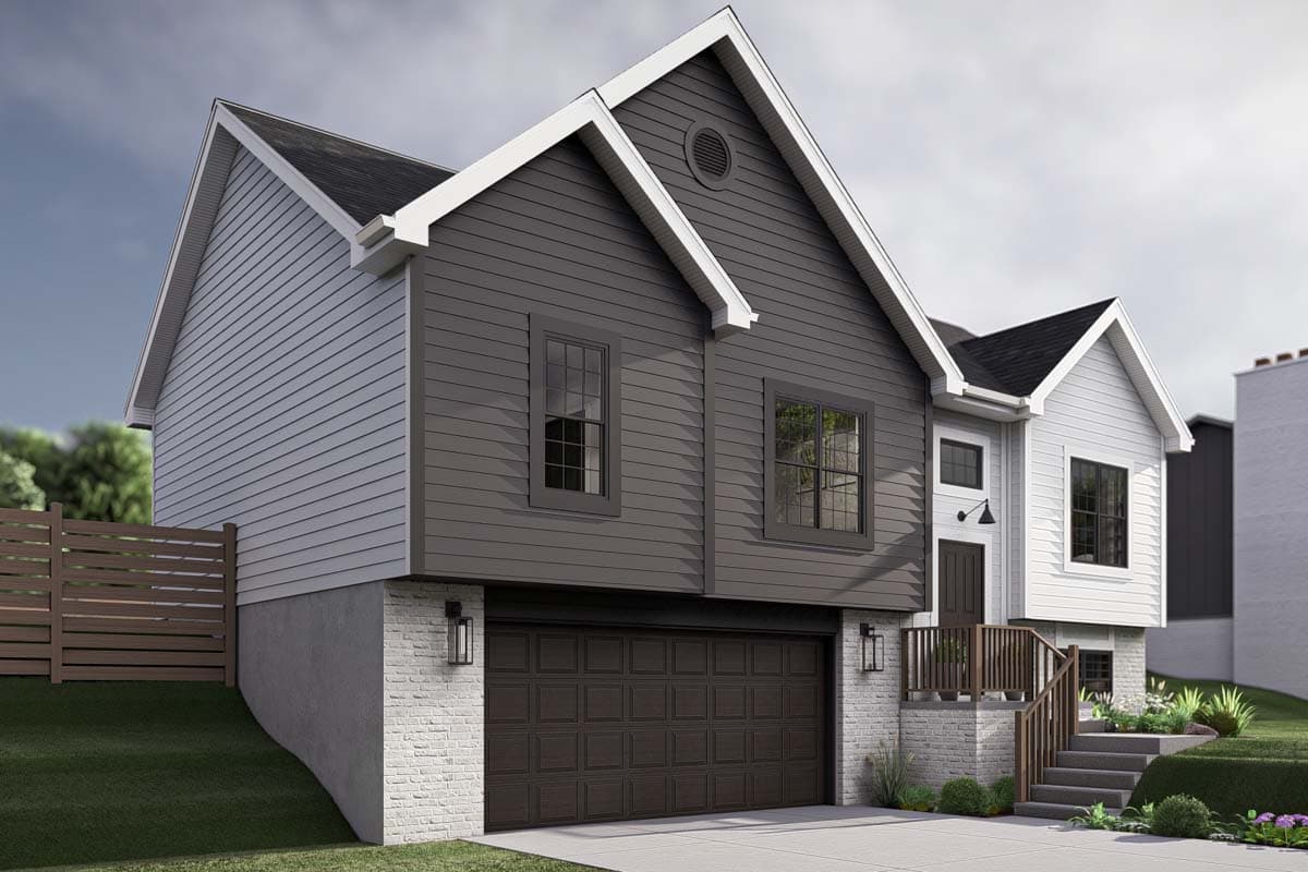 Plan 62624DJ: Split-Level House Plan with Open Layout - 1354 Sq Ft - Image #10 - Modern, New American, Ranch, Traditional