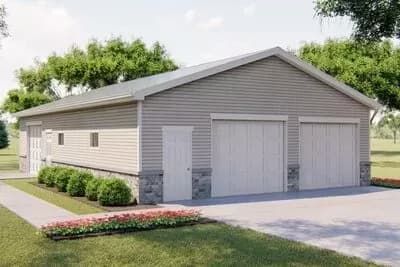 Simple Garage with Front and Side Access - 1600 Sq Ft