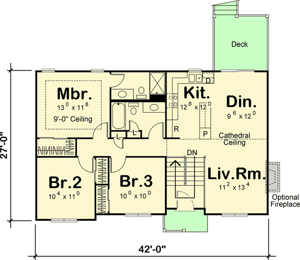 Plan 62631DJ: Compact Split Level House Plan - Floor Plan - Main Level - Traditional
