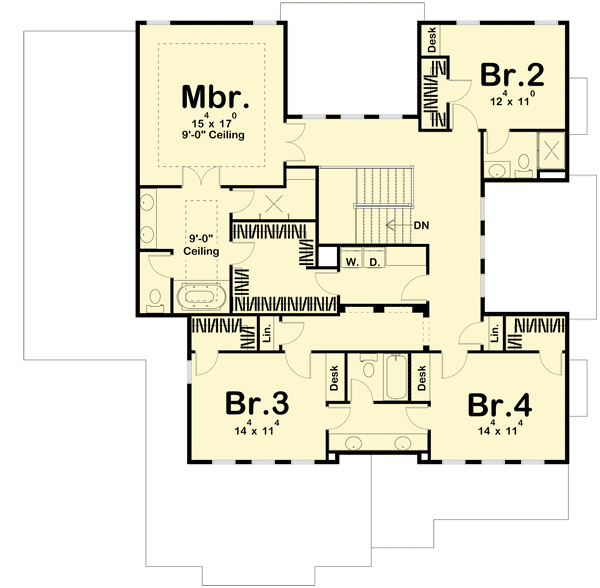 Plan 62635DJ: Eclectic Northwest House Plan - Floor Plan - 2nd Floor - Northwest, Prairie, Tuscan