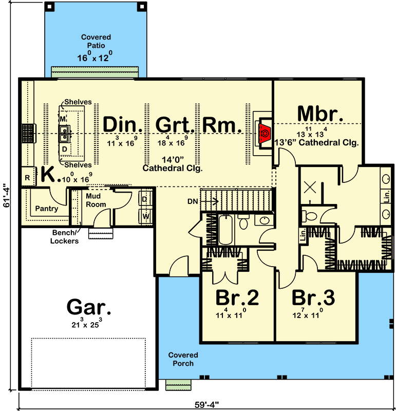 Plan 62637DJ: Modern Farmhouse Plan - Floor Plan - Main Level - Country, Farmhouse, Modern Farmhouse, Ranch