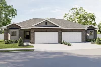 Duplex House Plan with Simple Roof Line