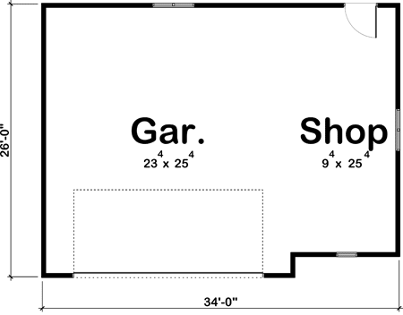 Plan 62642DJ: 2 Car Garage Plan with Shop - Floor Plan - Main Level