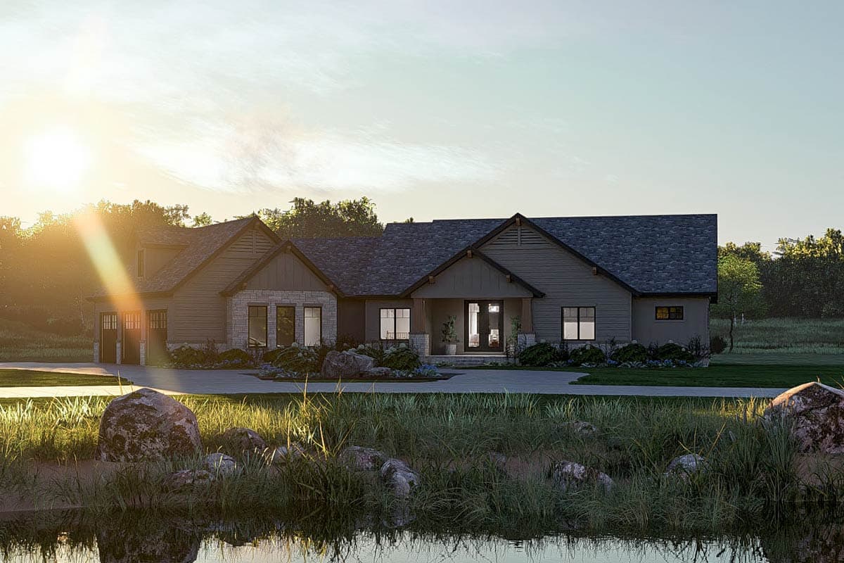 Plan 62643DJ: 2-Bed Craftsman Ranch House Plan with Angled 3-Car Garage - 2172 Sq Ft - Image #13 - Craftsman, Ranch