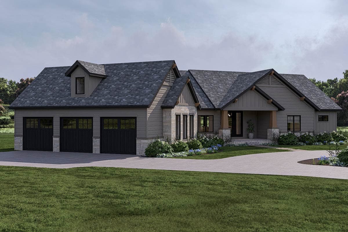 Plan 62643DJ: 2-Bed Craftsman Ranch House Plan with Angled 3-Car Garage - 2172 Sq Ft - Image #15 - Craftsman, Ranch