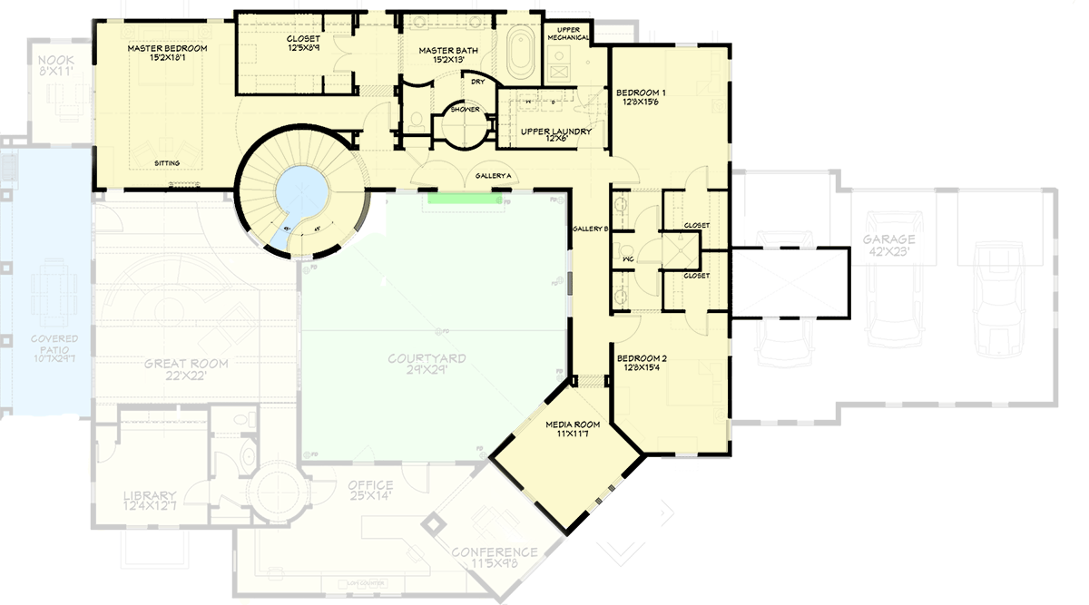 Plan 64409SC: Magnificent Tuscan House Plan - Floor Plan - Second Level - European, Tuscan