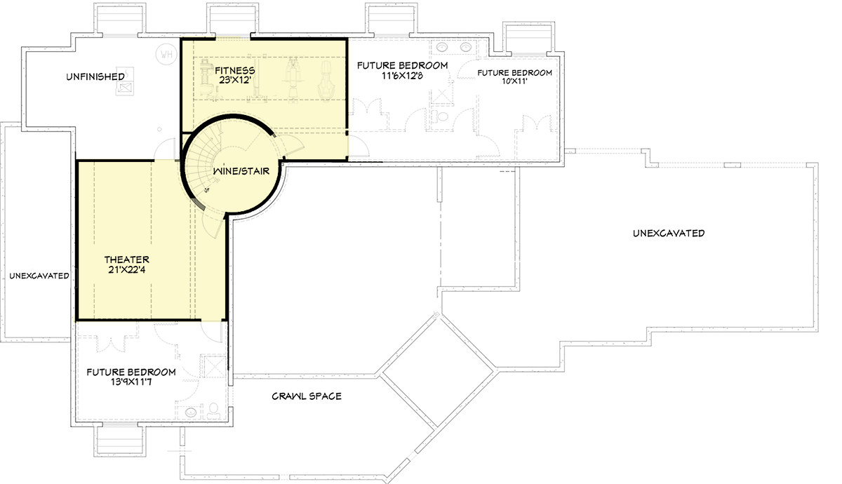 Plan 64409SC: Magnificent Tuscan House Plan - Floor Plan - Lower Level - European, Tuscan