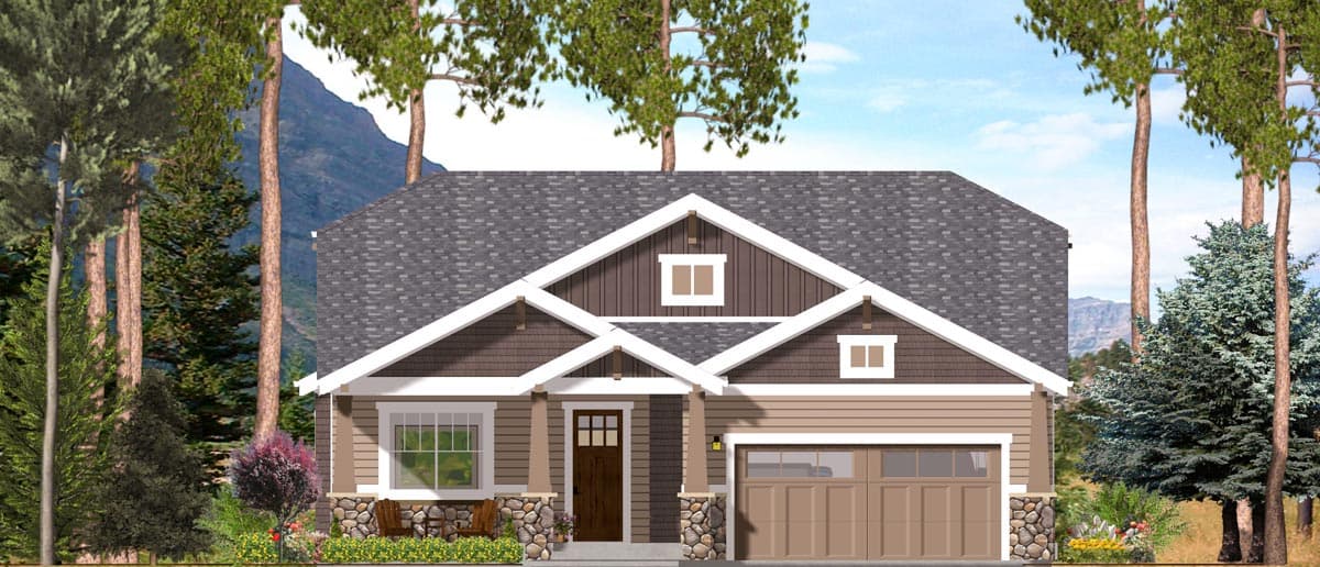 Plan 64410SC: 2 Bed Bungalow with Rear Covered Patio - 1760 Sq Ft - Image #4 - Bungalow, Craftsman, Northwest