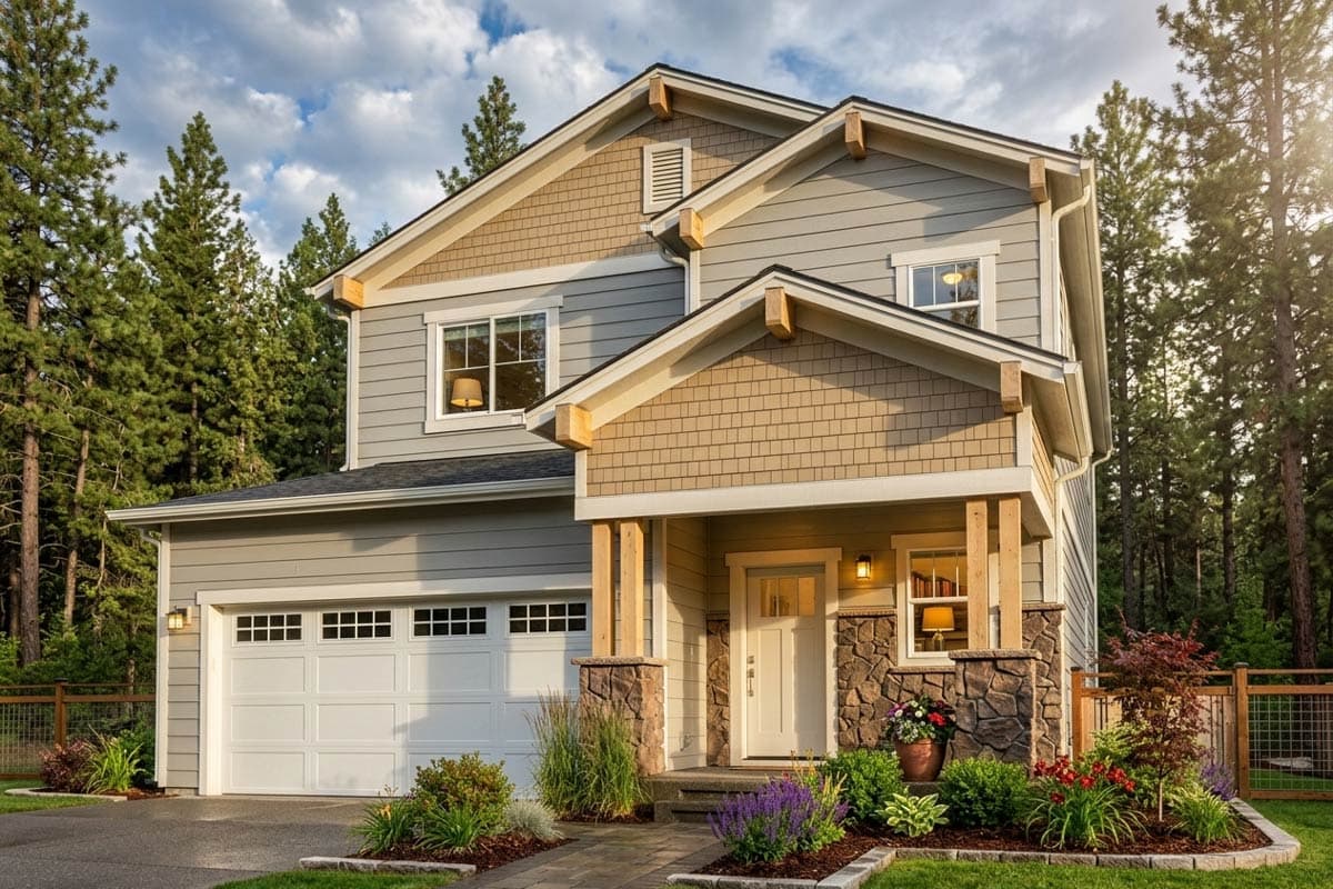 Plan 64418SC: Stylish Craftsman with Three Bedrooms Upstairs - Image #1 - Bungalow, Craftsman, Northwest