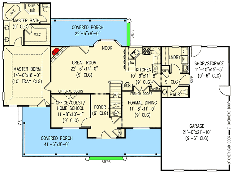 Plan 6519RF: Timeless Country Victorian - Floor Plan - Main Level - Country, Farmhouse, Traditional