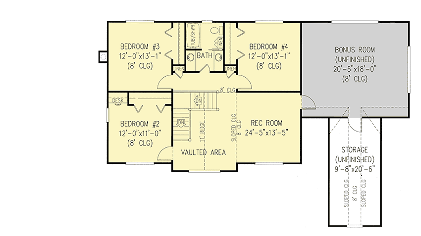 Plan 6528RF: 4 or 5 Bedroom Country Home Plan - Floor Plan - 2nd Floor - Country, Farmhouse