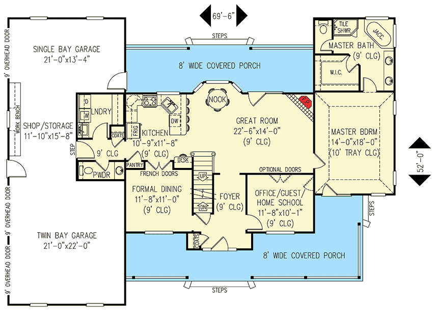 Plan 6535RF: Timeless Country Farmhouse Plan - Floor Plan - Main Level - Country, Farmhouse