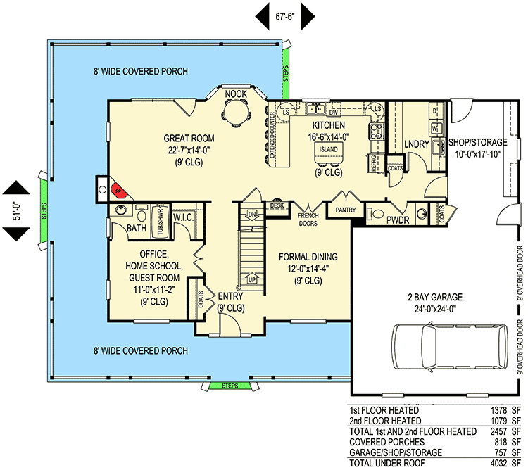 Plan 6540RF: Farmhouse with Nicely Detailed Wrap-Around Porch - Floor Plan - Main Level - Country, Farmhouse