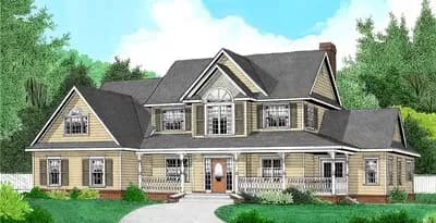 Four Bedroom Country Farmhouse Plan