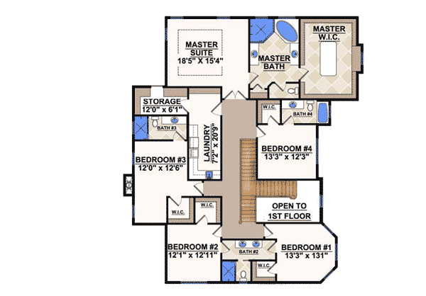Plan 65603BS: Great Outdoor Spaces - Floor Plan - 2nd Floor - Southern