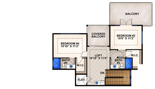 Plan 65611BS: European Home with Open Layout - Floor Plan - 2nd Floor - European, Florida-Style