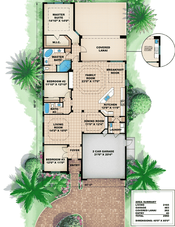 Plan 66044WE: Great for Golf Course Living - Floor Plan - Main Level - Florida-Style, Mediterranean