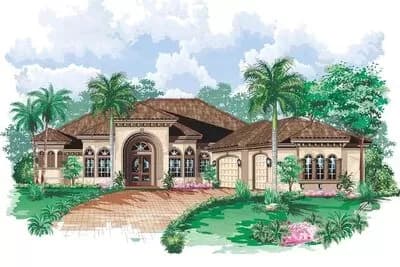 Mediterranean House Plan with Guest Cabana