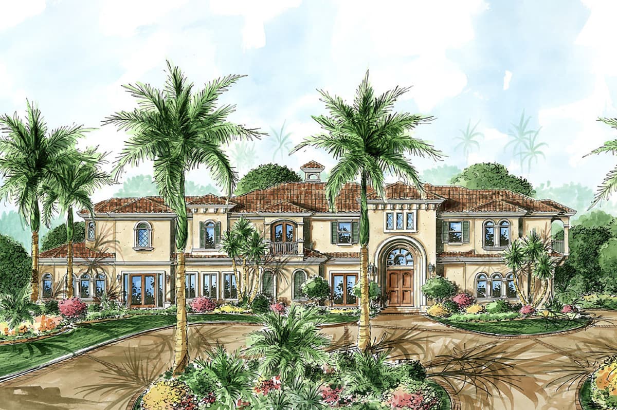 Plan 66131WE: Majestic Mediterranean-Style House Plan with Bedrooms Upstairs - 4802 Sq Ft - Image #18 - Florida-Style, Mediterranean