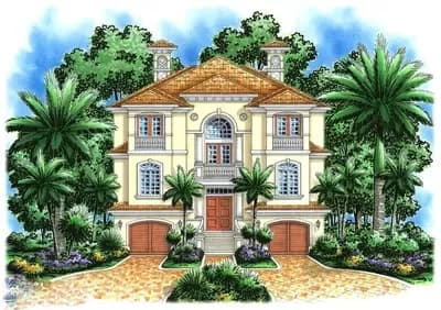 Mediterranean Home with Drive Under Garage