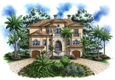 3-Level Coastal Mediterranean-Style House Plan